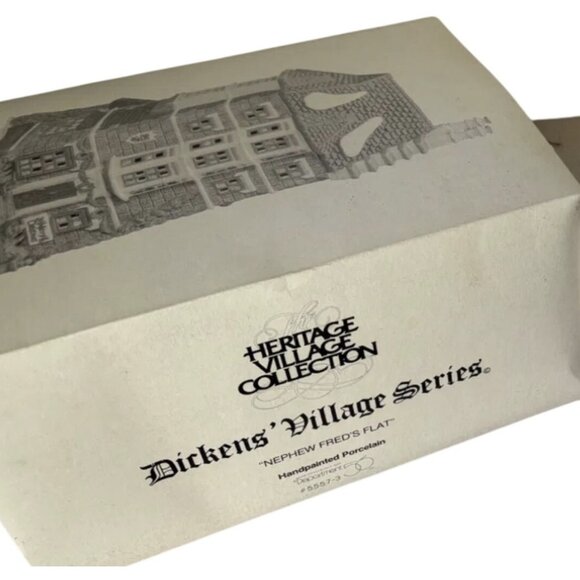 Department 56 Dickens Village Nephew Fred's Flat Lighted Porcelain Christmas VTG - Picture 7 of 7